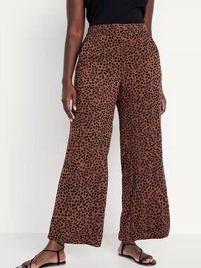 Old Navy playa Wide-Leg Animal Print Pants - Brown/Black